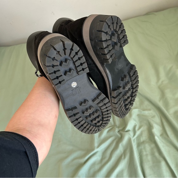 🩷JLO BLACK LACE UP WINTER ANKLE BOOTS COMBAT BOOTS TRENDING SIZE 8.5 - Picture 9 of 12